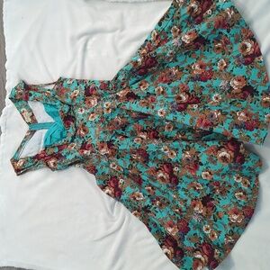 Lindy Bop Teal and Floral Dress